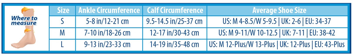 Compression Calf Sleeve size chart