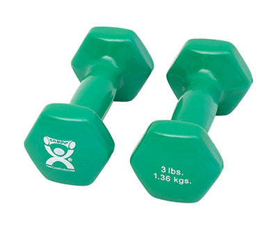 CanDo® Vinyl Coated Dumbbell - 3 lb - Green, pair