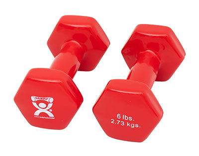 CanDo® Vinyl Coated Dumbbell - 6 lb - Red, pair