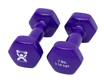 CanDo® Vinyl Coated Dumbbell - 7 lb - Purple, pair