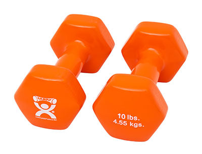 CanDo® Vinyl Coated Dumbbell - 10 lb - Orange, pair