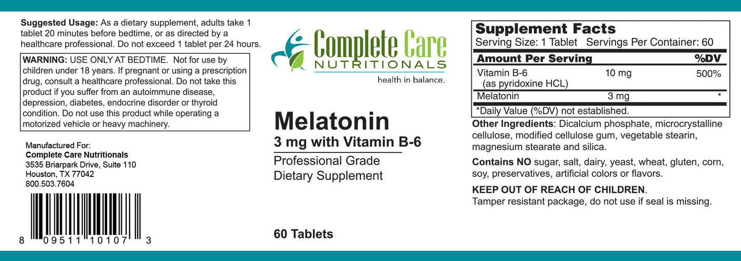 Melatonin - 3 mg with Vitamin B-6