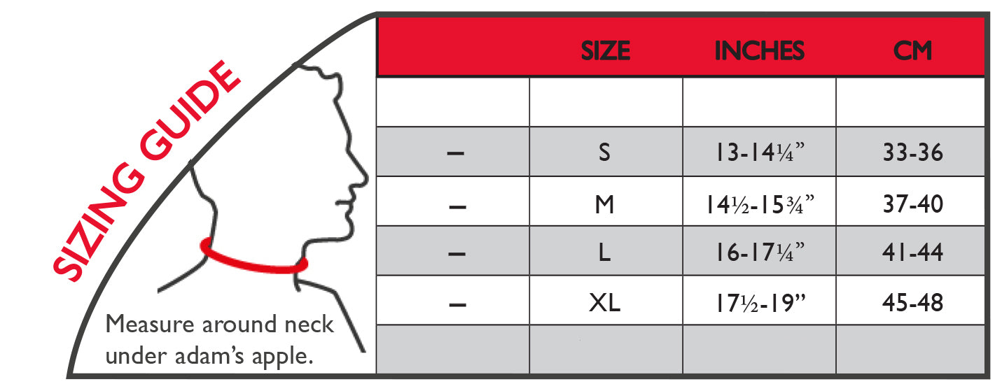 Thermoskin Neck Wrap beige sizing chart