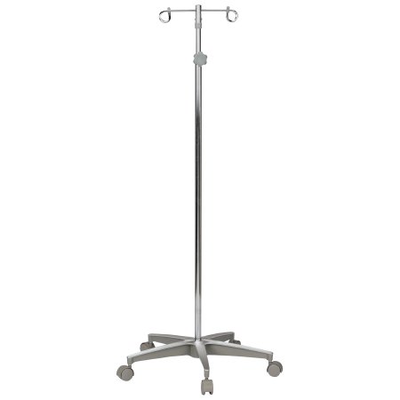 IV Stand Floor Stand McKesson 2-Hook 5-Legs, Dual-Wheel Nylon Casters, Cast Aluminum Base