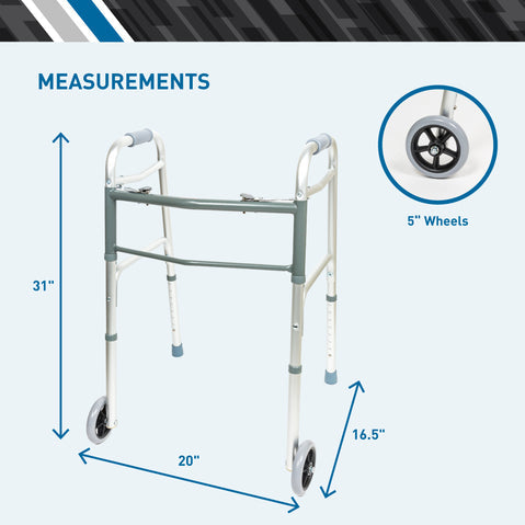 Aluminum Two-Button Folding Walker