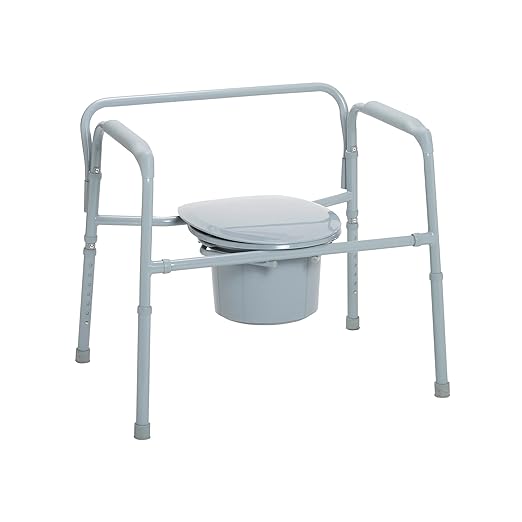 Drive Medical Bariatric Folding Commode 21" H x 13-1/2" W x 16-1/2" D Seat Dimensions, 650 lb Weight Capacity